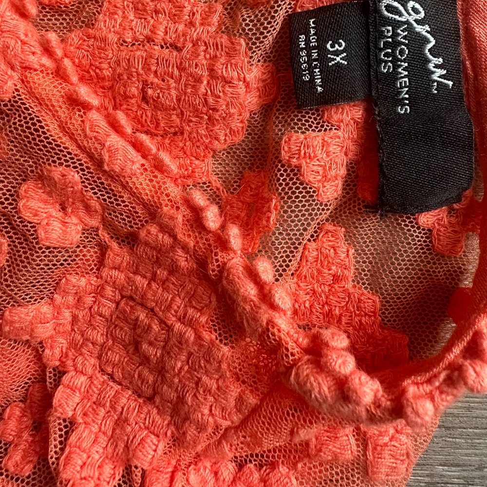 Coral Lace dress- Women's Plus 3X